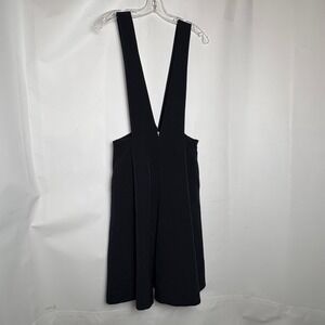 Basic House Black Deep V-Neck Pinafore Jumper Mini Dress USA XS HPOP-5221‎